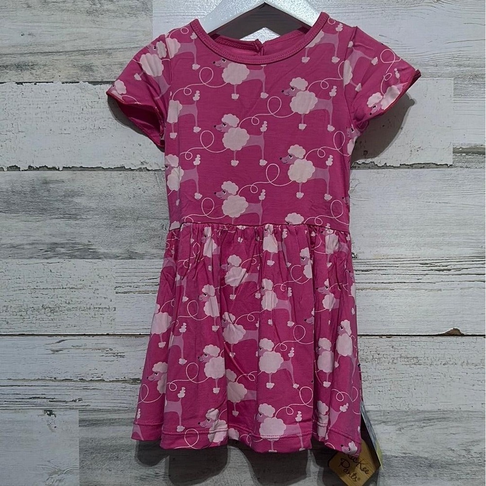 Kickee Pants Poodle Dress Girls 18-24m Pink Bamboo Viscose Short‎ Sleeve NWT